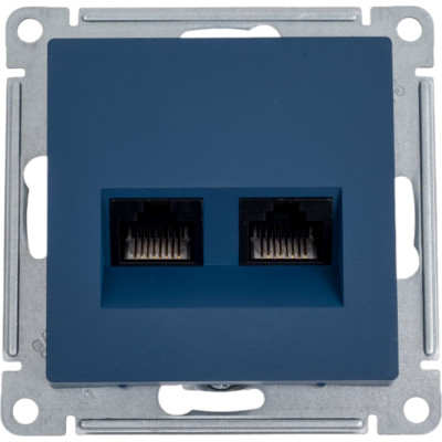 2-ная компьютерная розетка Systeme Electric Atlasdesign аквамарин rj45+rj45, кат.5e ATN001185