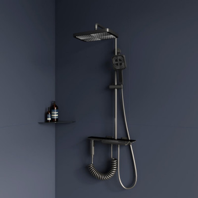 Душевая стойка RGW SP-35-Gr серый, головной душ/термостат (гигиенический душ) 51140135-11