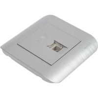 Телефонная розетка LUXAR Deco с/у RJ-11 серебро с рифленой рамкой 4606400620433