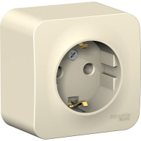 Розетка Systeme Electric BLANCA открытой установки, с заземлением, без шторок, молочный BLNRA010112