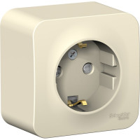 Розетка Systeme Electric BLANCA О/У с заземлением, со шторками, молочный BLNRA011102