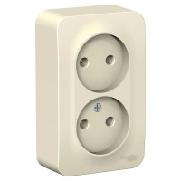 Двойная розетка Systeme Electric BLANCA, О/У, без заземления, без штор, 16А, 250В, молочный BLNRA000202