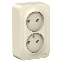 Двойная розетка Systeme Electric BLANCA открытой установки, без заземления, без шторок, молочный BLNRA000212