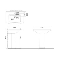 Раковина на одной ножке Creo Ceramique ORLEANS 800x545x870 OR3100+OR3110 00029792