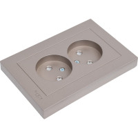 Розетка Systeme Electric Atlasdesign двойная, без заземления, со шторками, 16а, в сборе, шампань ATN000522