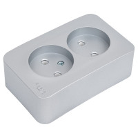 Розетка Systeme Electric Blanca о/у, двойная, без заземления, без шторок, 16а, 250в, алюминий BLNRA000203
