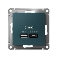 Usb розетка a + тип-c Systeme Electric Atlasdesign 45w высокоскор.заряд. qc, pd, механизм, изумруд ATN000829