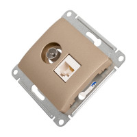 Двойная розетка: тв + компьютерная Systeme Electric Glossa rj45, кат. 5е, механизм, титан GSL000489