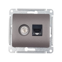 Двойная розетка: тв + компьютерная Systeme Electric Glossa rj45, кат. 5е, механизм, графит GSL001389