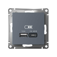 Usb розетка a + тип-c Systeme Electric Atlasdesign 45w высокоскор.заряд. qc,pd, механизм, грифель ATN000729
