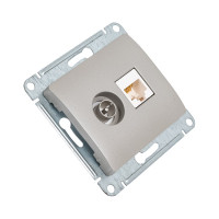 Двойная розетка: тв + компьютерная Systeme Electric Glossa rj45, кат. 5е, механизм, платина GSL001289