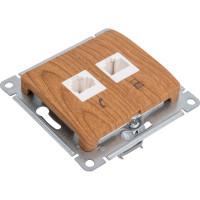 Механизм двойной розетки Systeme Electric Glossa rj11+rj45, категория 5e, дерево дуб GSL000585