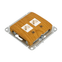 Механизм двойной компьютерной розетки Systeme Electric Glossa rj45+rj45, категория 5e, дуб GSL000585KK