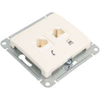 Механизм двойной розетки Systeme Electric Glossa rj11+rj45, категория 5e, перламутр GSL000685