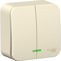 2-клавишный выключатель Systeme Electric Blanca открытой установки (cх.5) с подсветкой, 6а, 250в, молочный BLNVA065102