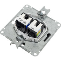 Механизм двойной розетки Systeme Electric Glossa rj11+rj45, категория 5e, графит GSL001385