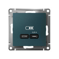 Розетка Systeme Electric Atlasdesign usb тип-c 65w высокоскор.заряд. qc, pd, механизм, изумруд ATN000827