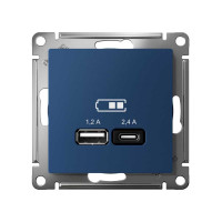 usb-розетка Systeme Electric Atlasdesign аквамарин a+с, 5в/2,4а, 2x5в/1,2а ATN001139