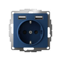Розетка Systeme Electric Atlasdesign аквамарин 16а c 2 usb a+a, 5в/2,4а, 2x5в/1,2а ATN001130