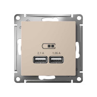 2-местная usb розетка Systeme Electric Atlasdesign песочный, 5В, 2,1А ATN001233