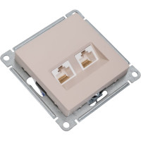 Компьютерная 2-местная розетка rj45+rj45 Systeme Electric Atlasdesign песочный, кат.5e ATN001285