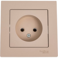 Розетка Systeme Electric Atlasdesign песочный, без заземления, 16а, (в сборе с рамкой) ATN001240