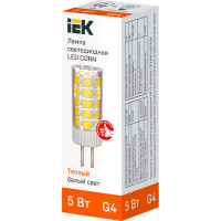 Светодиодная лампа IEK corn капсула 5вт 12в 3000к керамика g4 LLE-CORN-5-012-30-G4