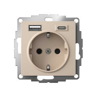Комбинированная розетка Systeme Electric Atlasdesign песочный 16а c 2 usb a+с, 5в/2,4а, 2x5в/1,2а ATN001232