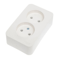 Двойная розетка Systeme Electric BLANCA, О/У, без заземления, без штор, 16А, 250В, молочный BLNRA000202