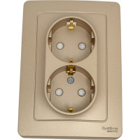 Розетка Systeme Electric Blanca с/у, двойная, с заземлением, со шторками, 16а, 250в, титан BLNRS001124