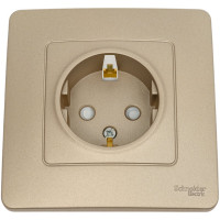 Розетка Systeme Electric Blanca с/у, с заземлением, со шторками, 16а, 250в, титан BLNRS001114