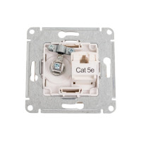 Двойная розетка: тв + компьютерная Systeme Electric Glossa rj45, кат. 5е, механизм, титан GSL000489