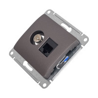 Двойная розетка: тв + компьютерная Systeme Electric Glossa rj45, кат. 5е, механизм, графит GSL001389