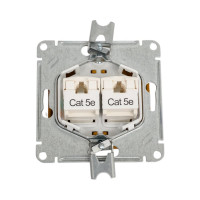 Механизм двойной компьютерной розетки Systeme Electric Glossa rj45+rj45, категория 5e, дуб GSL000585KK