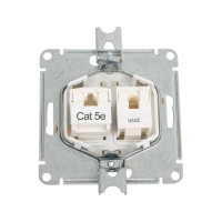 Механизм двойной розетки Systeme Electric Glossa rj11+rj45, категория 5e, перламутр GSL000685