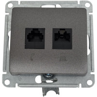 Механизм двойной розетки Systeme Electric Glossa rj11+rj45, категория 5e, графит GSL001385