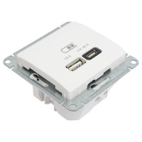Розетка Systeme Electric Glossa usb a + тип-c 45w высокоскор.заряд. qc, pd, механизм, молочный GSL000929