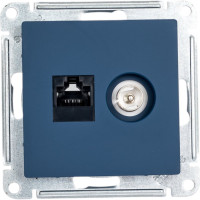 Розетка tv+rj45 Systeme Electric Atlasdesign аквамарин кат.5e ATN001189