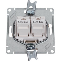 Компьютерная 2-местная розетка rj45+rj45 Systeme Electric Atlasdesign песочный, кат.5e ATN001285