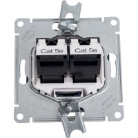2-ная компьютерная розетка Systeme Electric Atlasdesign аквамарин rj45+rj45, кат.5e ATN001185