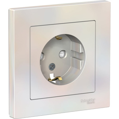 Systeme Electric ( Schneider Electric) AtlasDesign Жемчуг Розетка с/з со шторками, 16А, в сборе SE ATN000444
