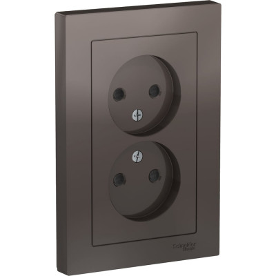 Systeme Electric ( Schneider Electric) AtlasDesign Мокко Розетка б/з двойная, со шторками,16А, в сборе SE ATN000622