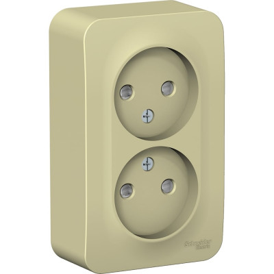 Systeme Electric ( Schneider Electric) Blanca о/у розетка двойная без заземл. со шт. изол.пл.,16а, 250в, бежевый BLNRA001217