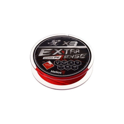 Шнур Helio extrasense x3 pe red 92м, 3.0/40lb, 0.28мм 00000246245