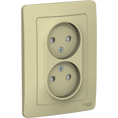 Systeme Electric ( Schneider Electric) Blanca с/у розетка двойная без заземления со шторками, 16а, 250в, бежевый BLNRS000127