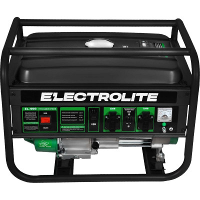 Electrolite Генератор бенз. EL-999 PRO (4-х тактный двигатель, 4.875 кВа полная мощность, 220 В, 3 / 3.5 кВт, 50 Гц, ручной стартер) 6851