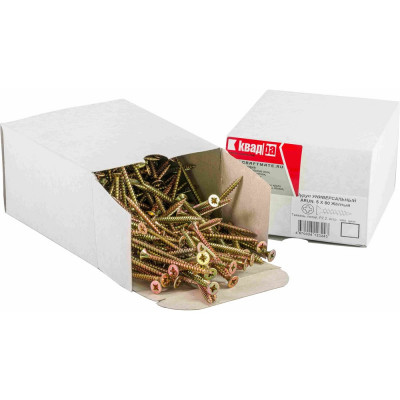 Квадра Саморез универсальный 5x60 желтый, потайная голова, цинк, кop. 50 шт. 504060002050