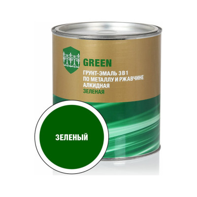 Грунт-эмаль по ржавчине ЗАО Декарт 3 в 1 зеленый 2,5 кг 30544