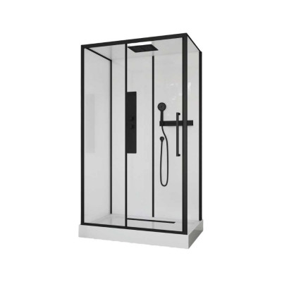 Душевая кабина Cerutti SPA AMI-120 120x80x210см низкий поддон, черный профиль, стекло прозрачное 9953