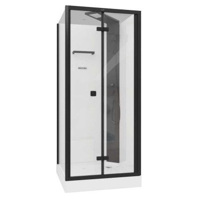 Душевая кабина Cerutti SPA BELLA-901B 90x90 см без крыши, профиль черный, стекло прозрачное 9419